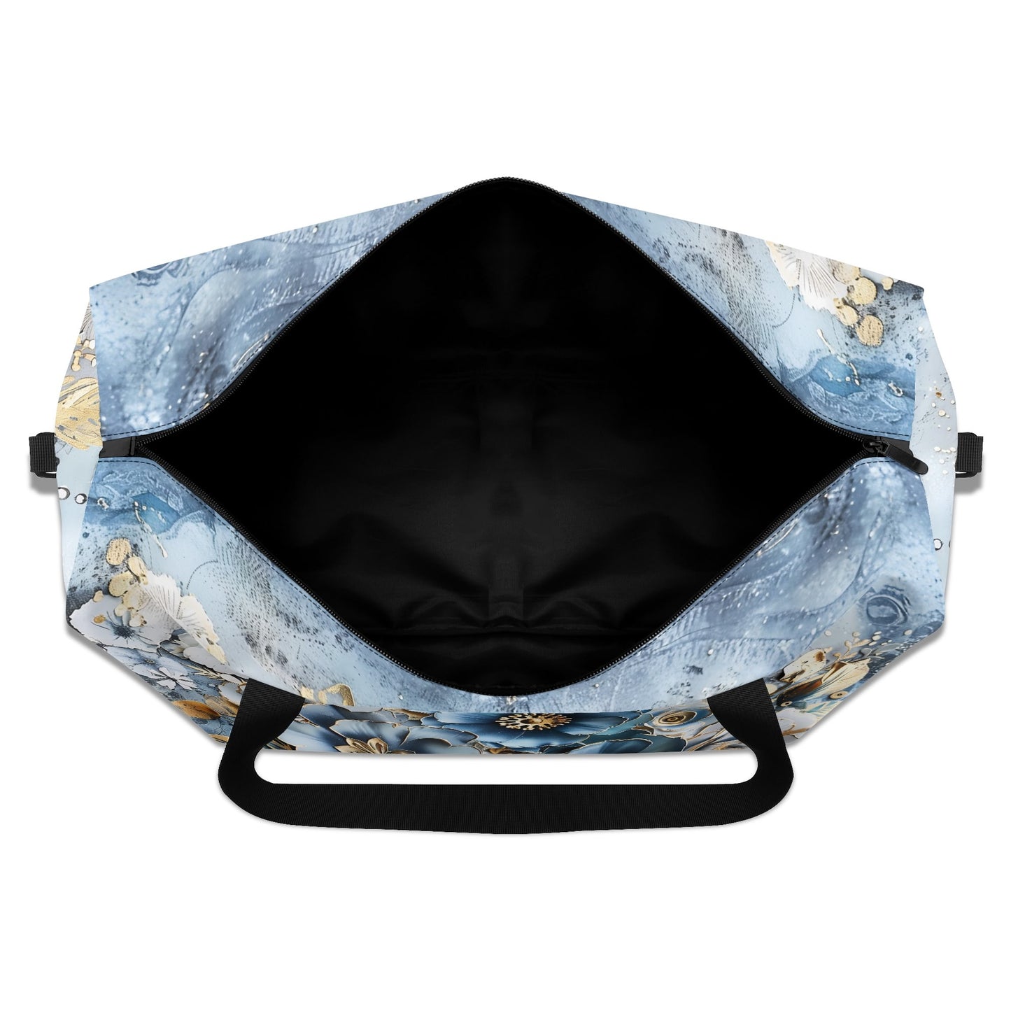 Gold And Blue Florals Duffel Bag