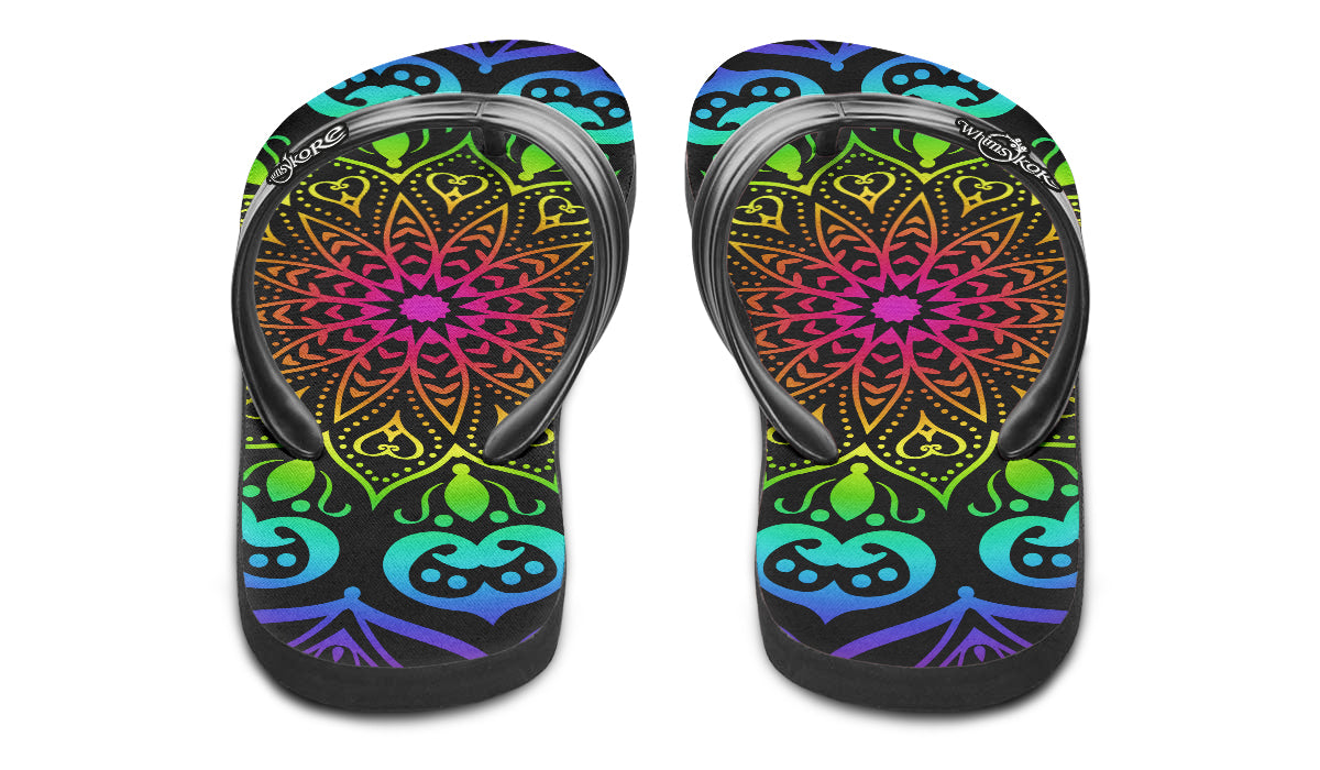 Rainbow Mandala Flip Flops