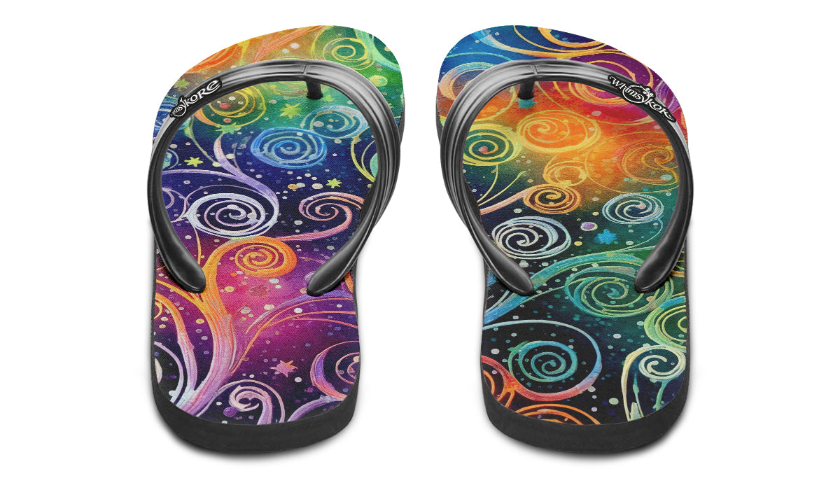 Rainbow Night Flip Flops
