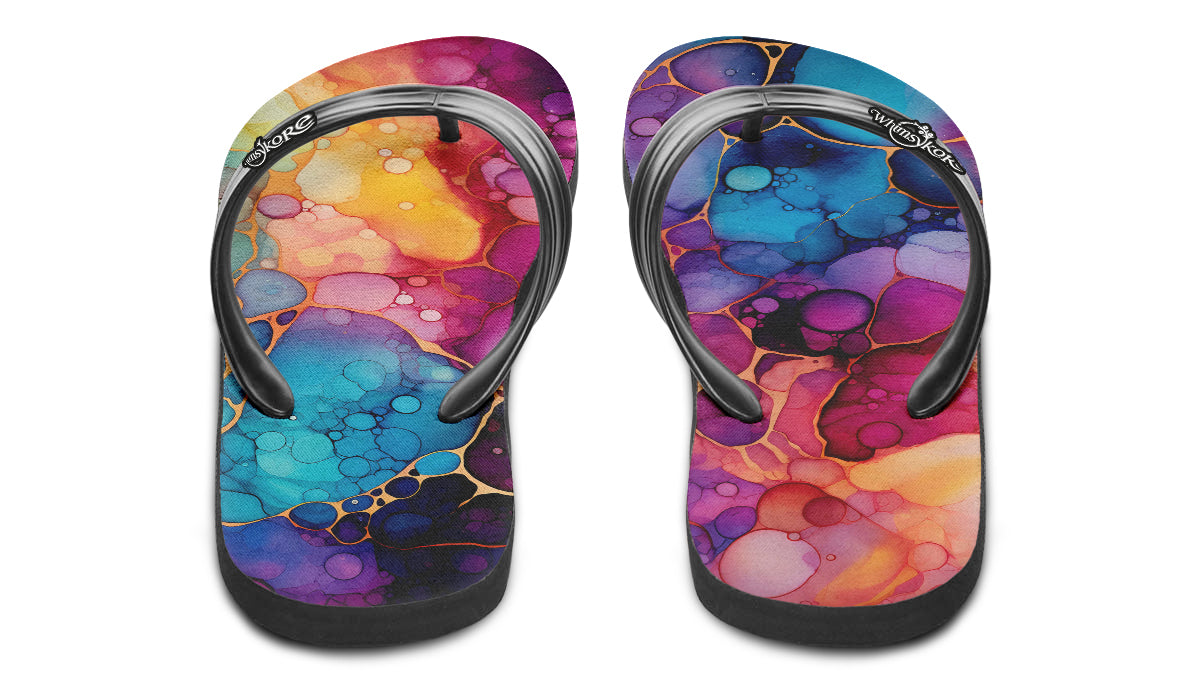Rainbow Spill Flip Flops
