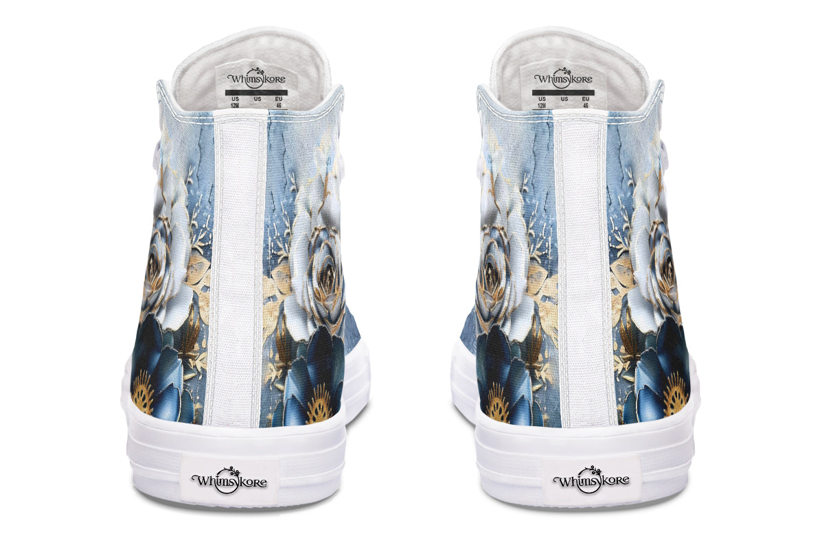 Gold And Blue Florals High Tops