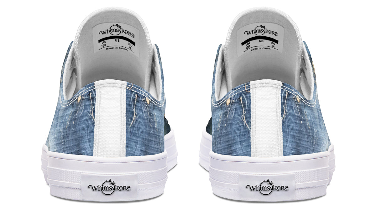 Gold And Blue Florals Low Tops