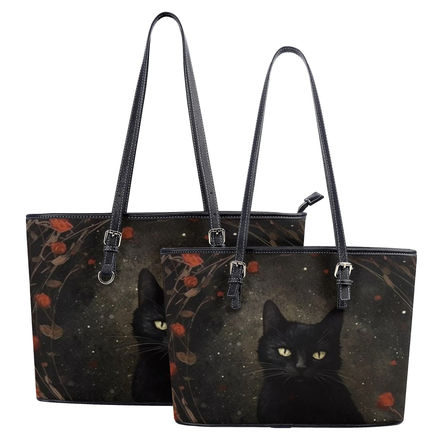 Black Cat And Roses Tote Bag