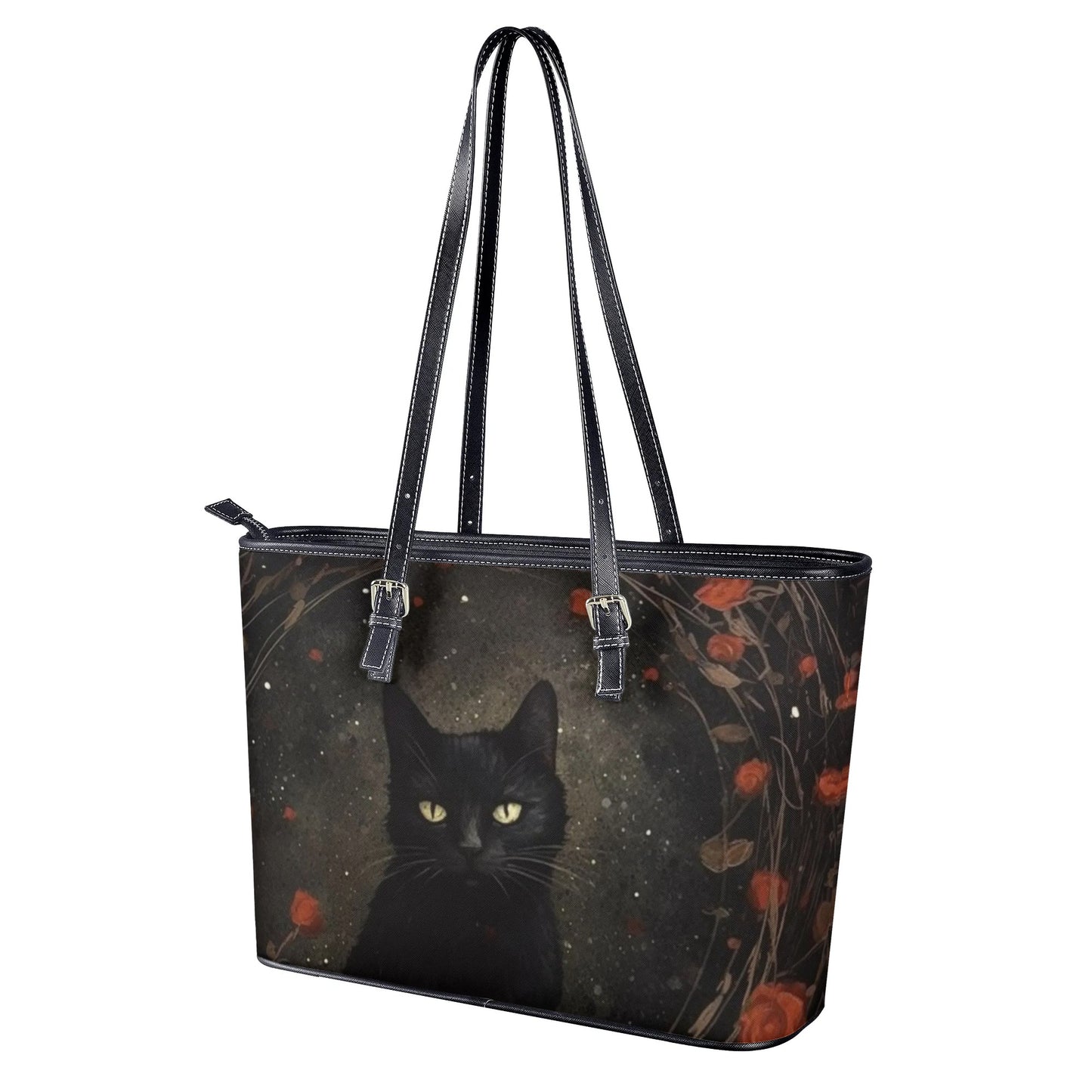 Black Cat And Roses Tote Bag