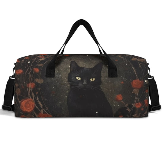 Black Cat And Roses Duffel Bag