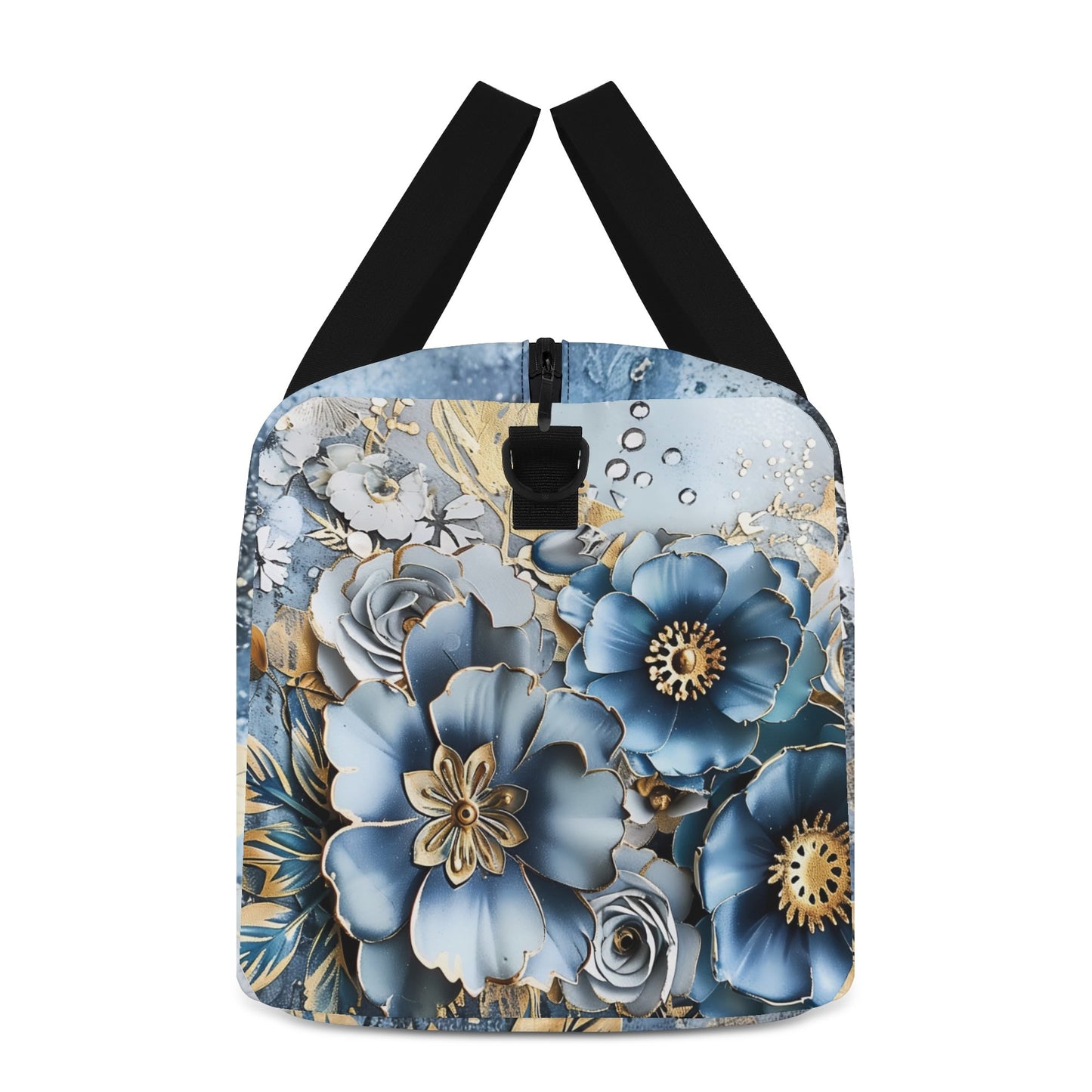 Gold And Blue Florals Duffel Bag