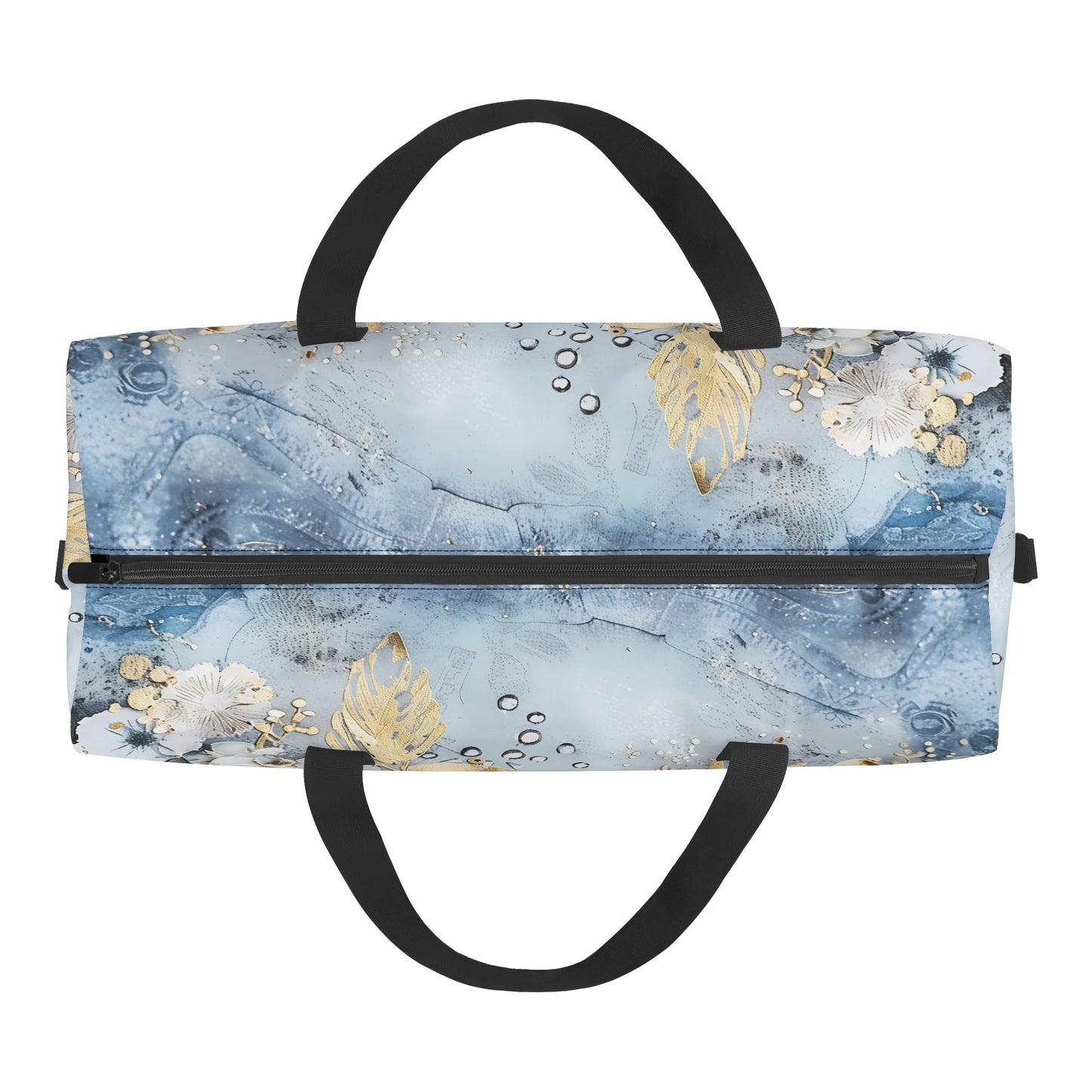 Gold And Blue Florals Duffel Bag