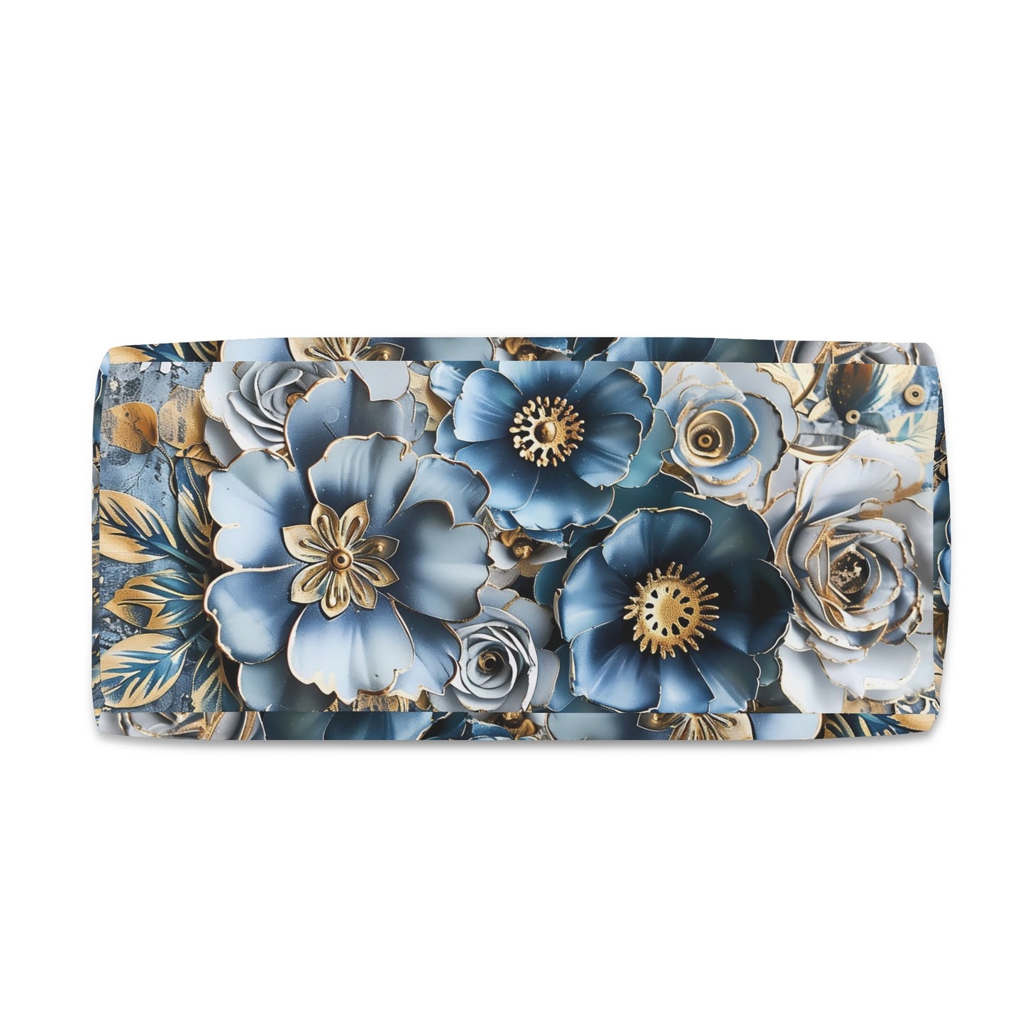 Gold And Blue Florals Duffel Bag