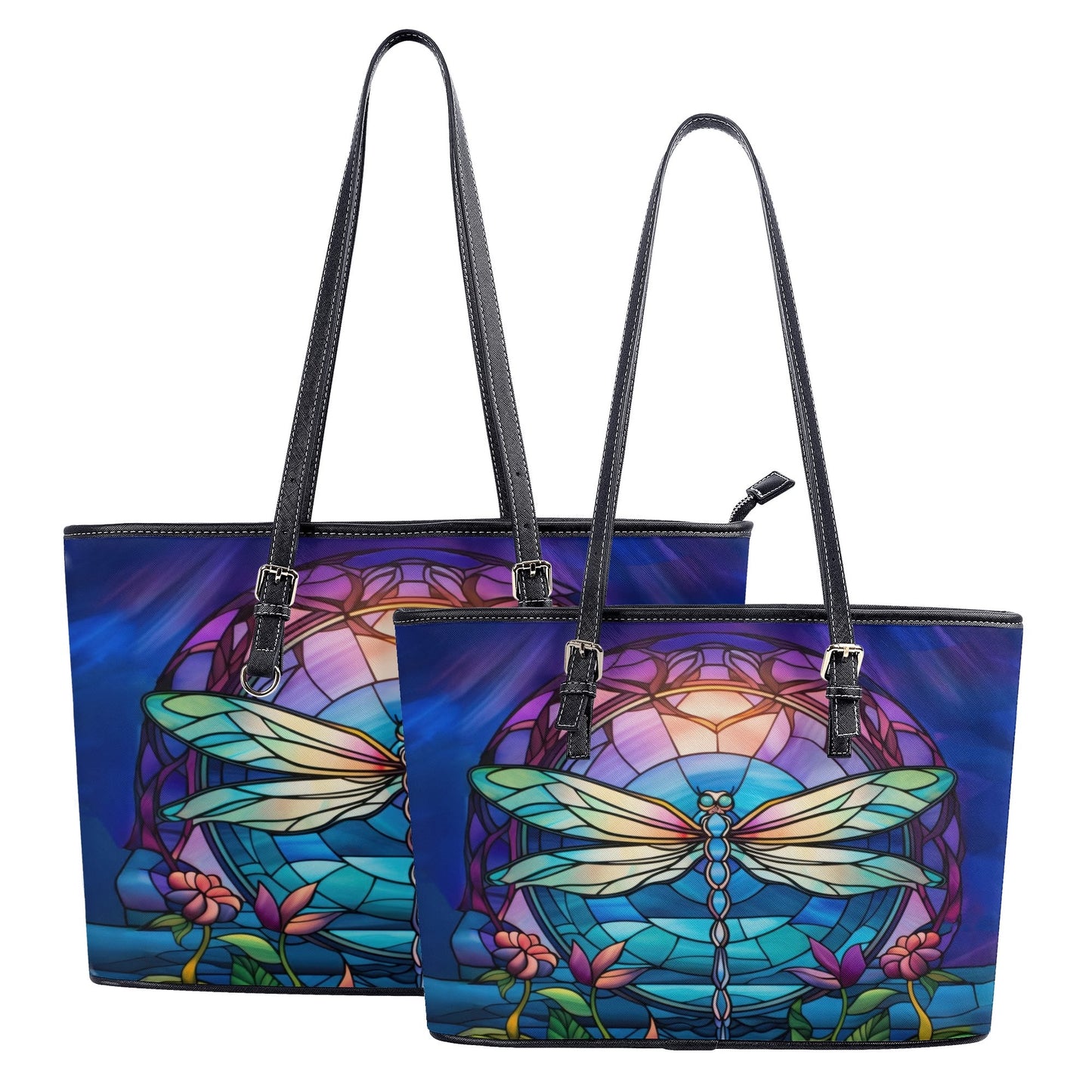 Stained Glass Dragonfly Tote Bag