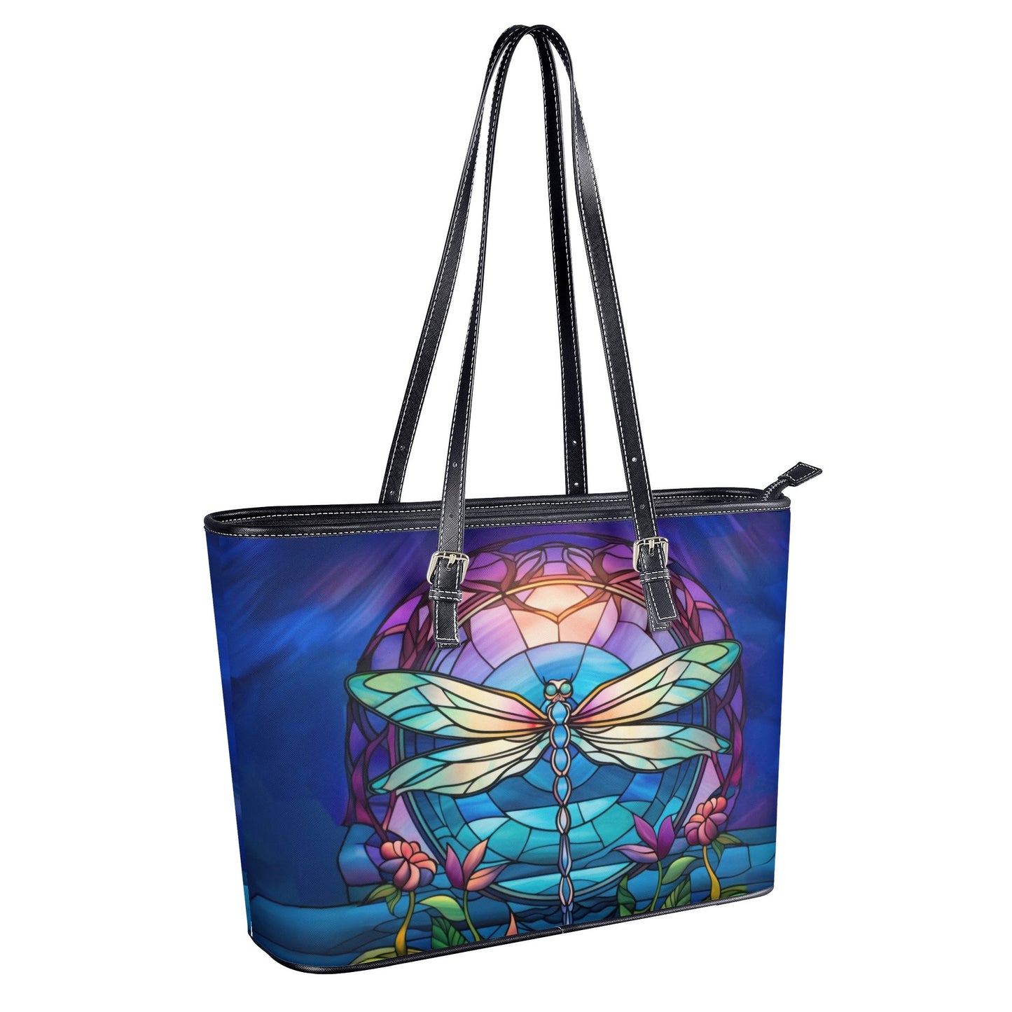 Stained Glass Dragonfly Tote Bag