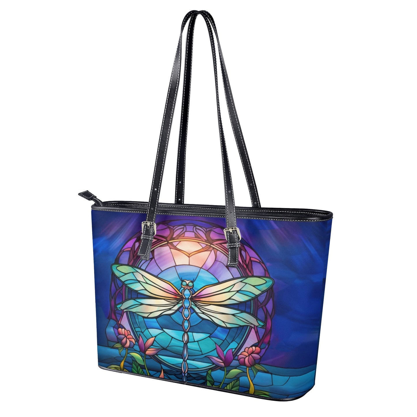 Stained Glass Dragonfly Tote Bag