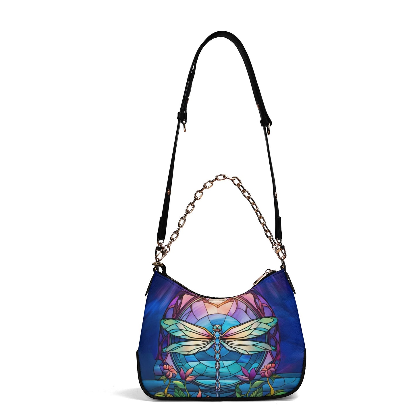 Stained Glass Dragonfly Cross-Body Bag