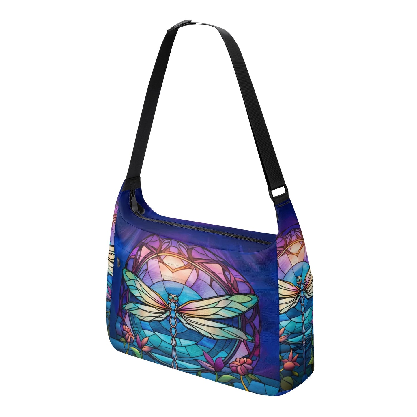 Stained Glass Dragonfly Messenger Bag