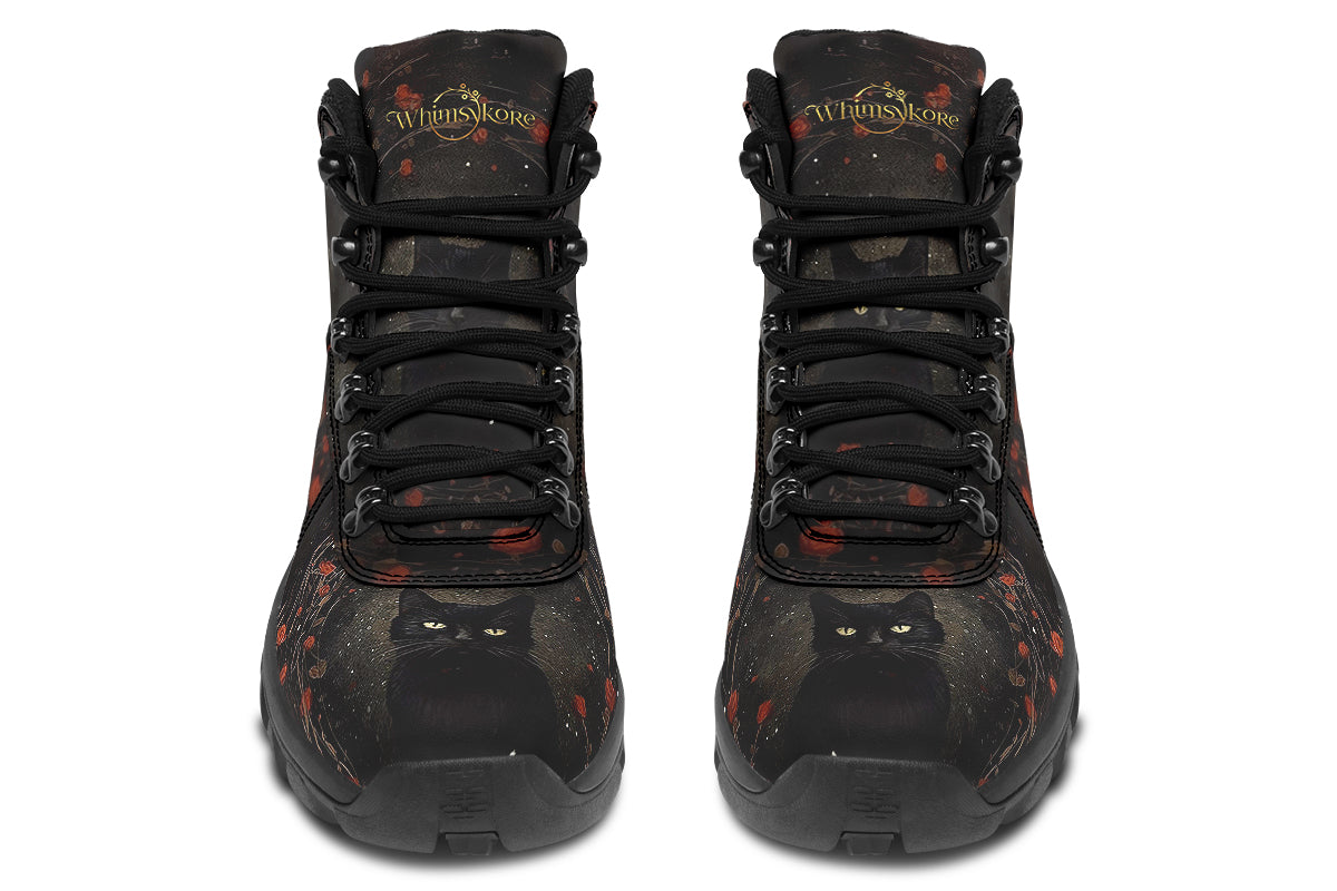 Black Cat And Roses Active Boots