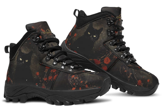 Black Cat And Roses Active Boots