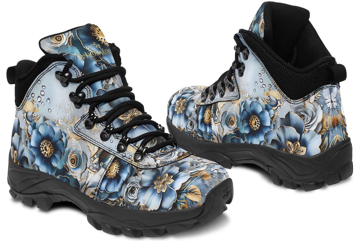 Gold And Blue Florals Active Boots