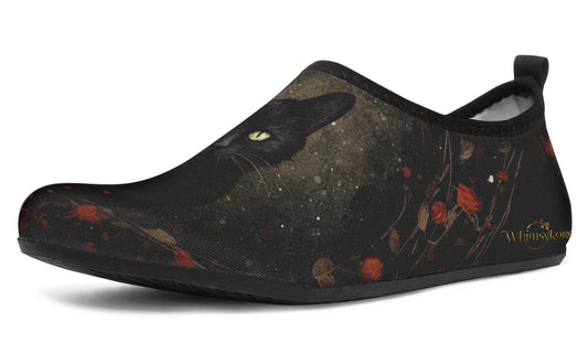 Black Cat And Roses Aqua Shoes