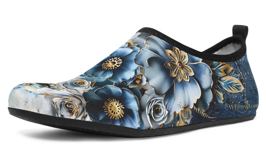 Gold And Blue Florals Aqua shoes