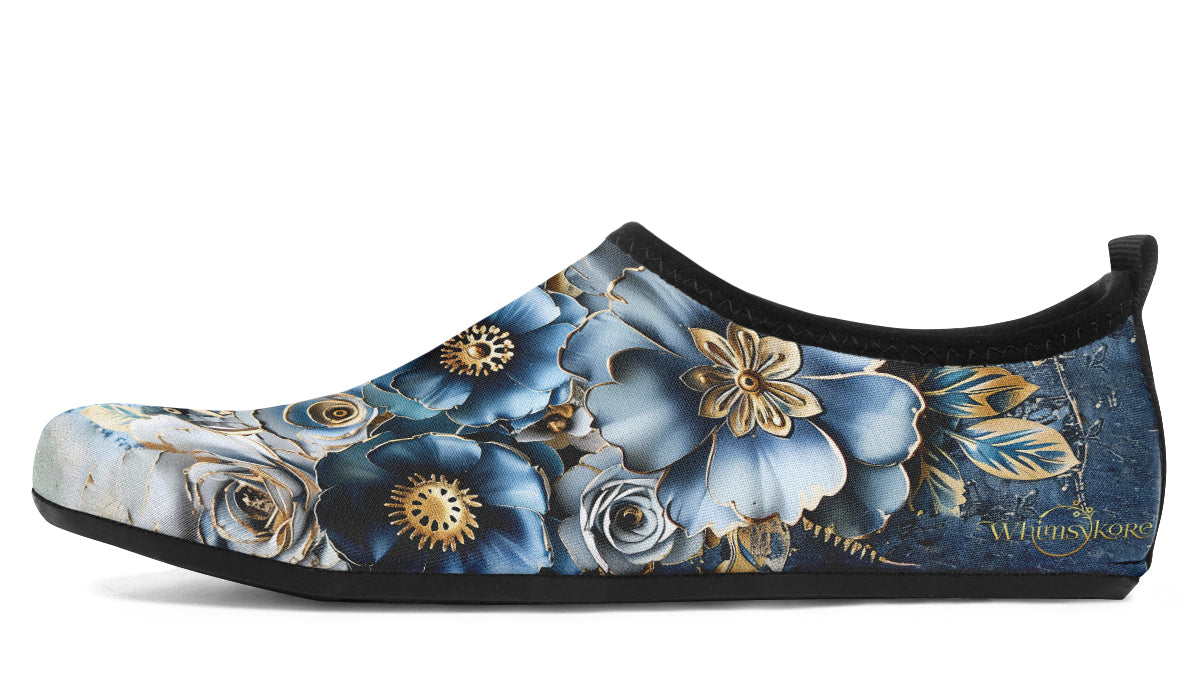 Gold And Blue Florals Aqua shoes