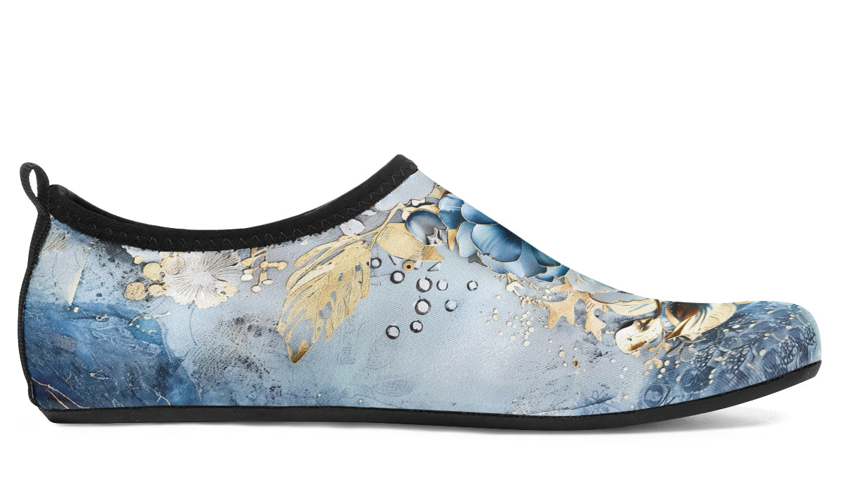 Gold And Blue Florals Aqua shoes