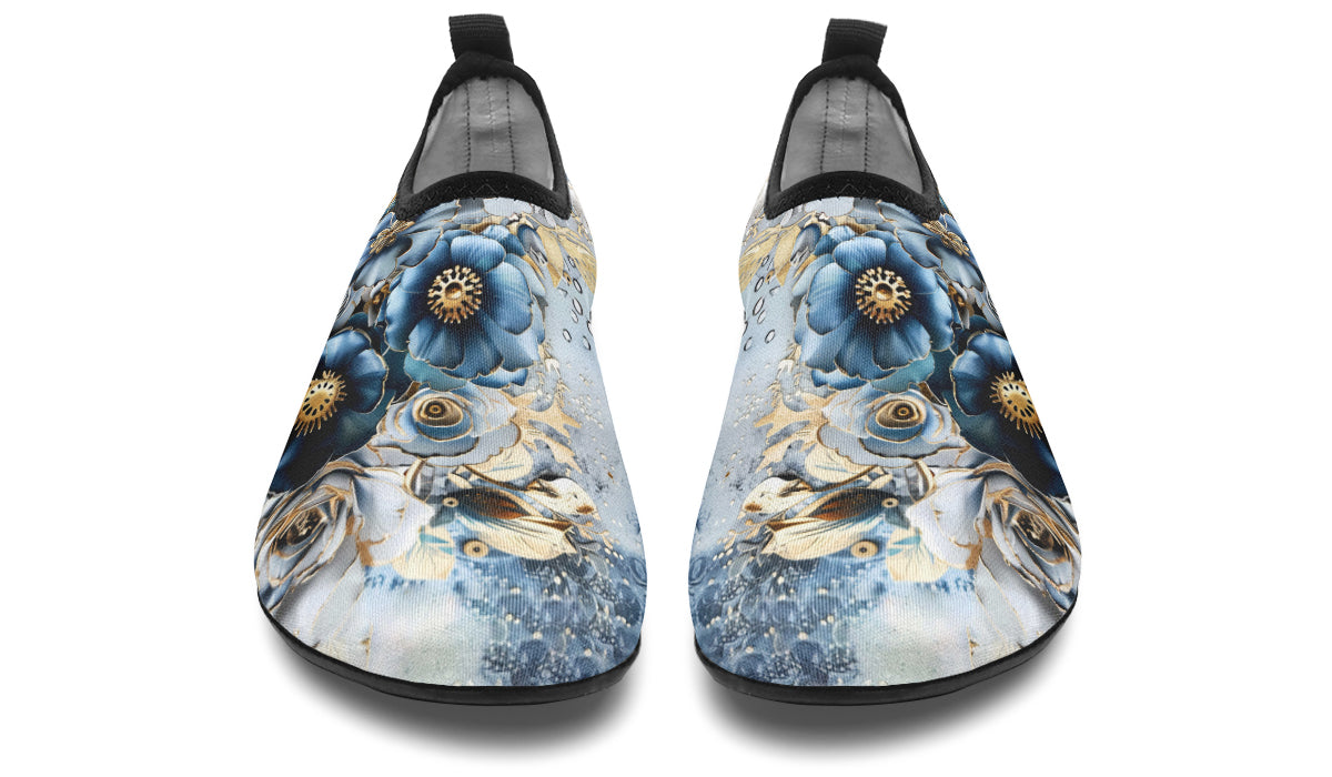 Gold And Blue Florals Aqua shoes