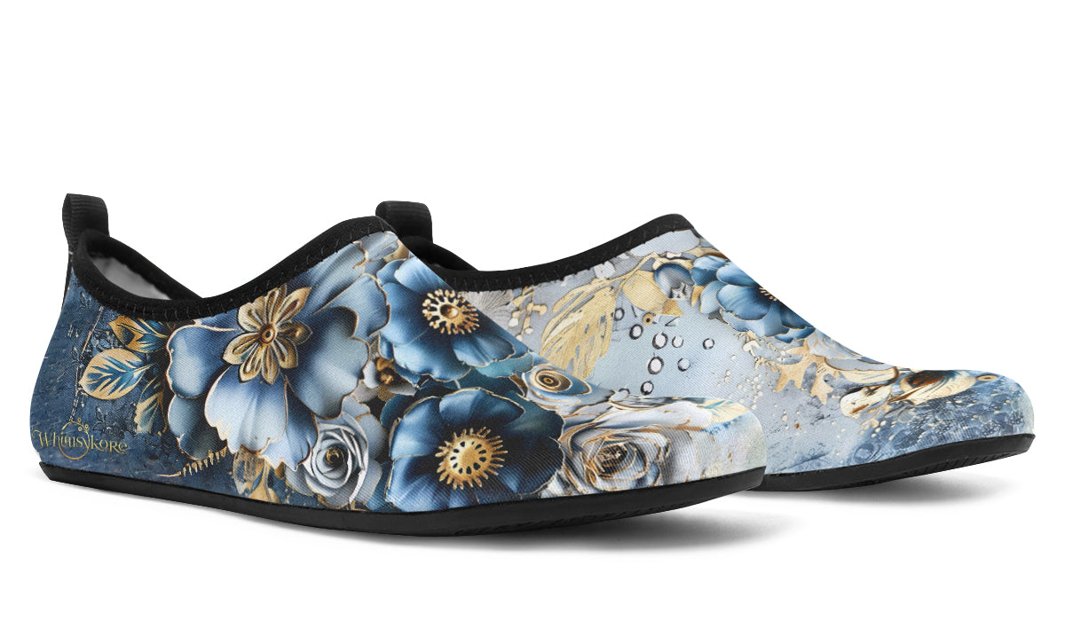 Gold And Blue Florals Aqua shoes