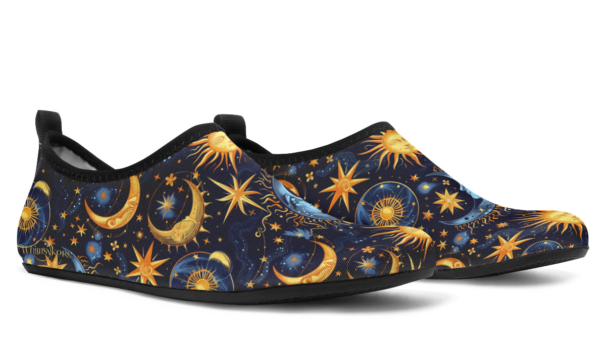 Sun Moon and Stars Aqua Shoes