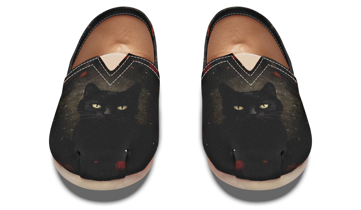 Black Cat And Roses Casual Shoes