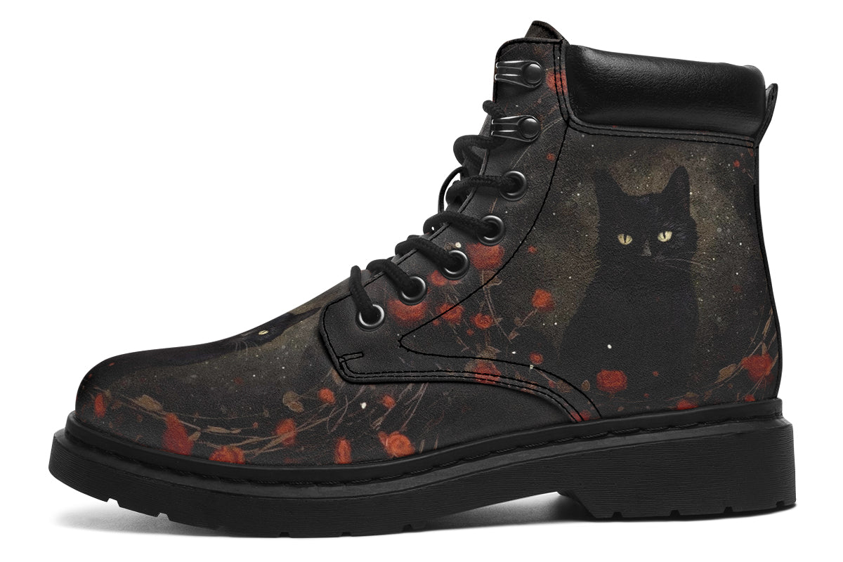 Black Cat And Roses Classic Boots