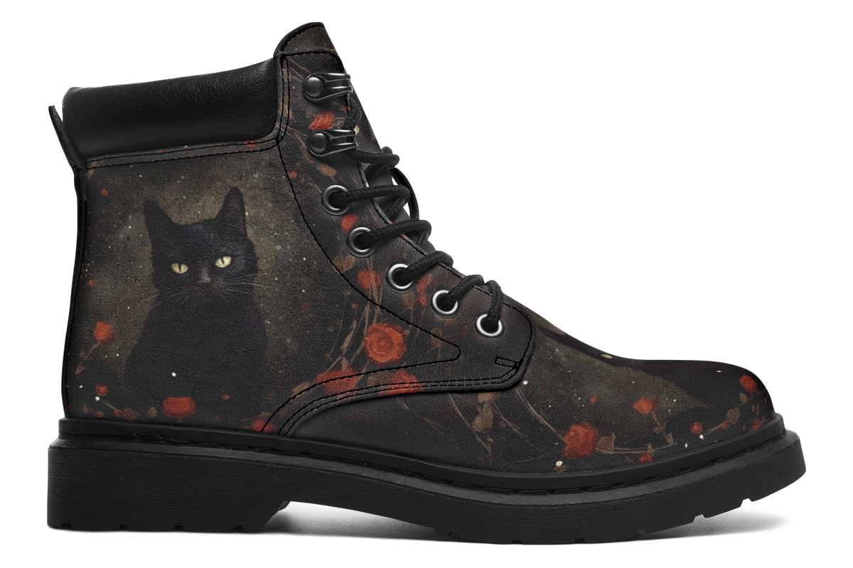 Black Cat And Roses Classic Boots