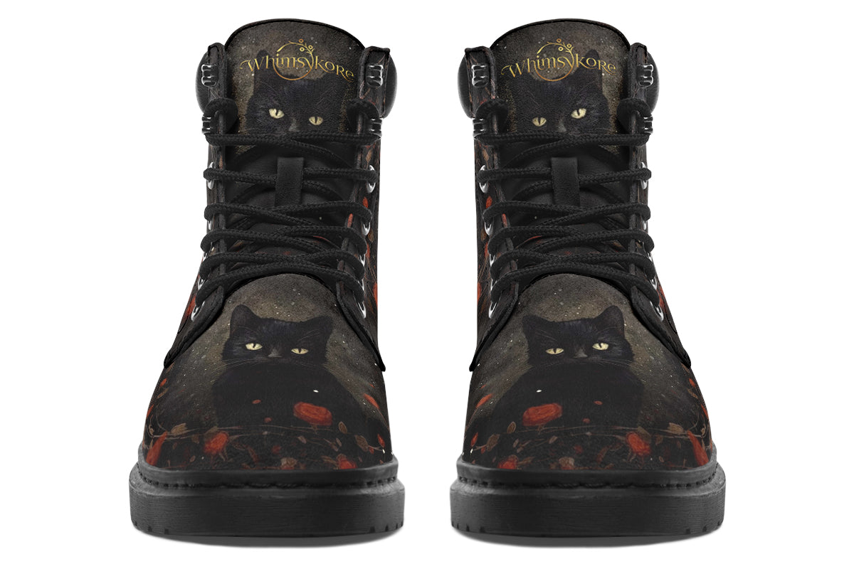 Black Cat And Roses Classic Boots