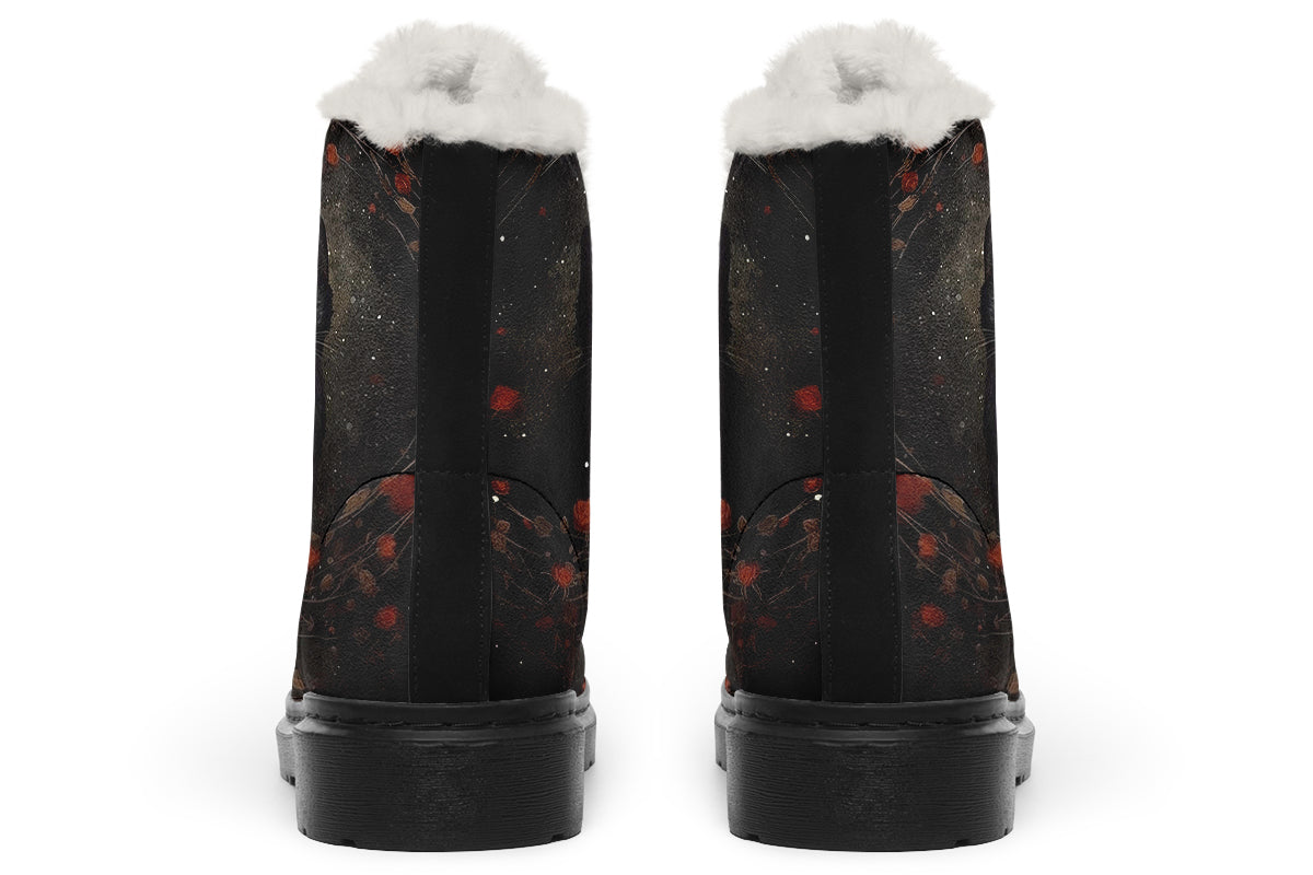 Black Cat And Roses Cozy Boots