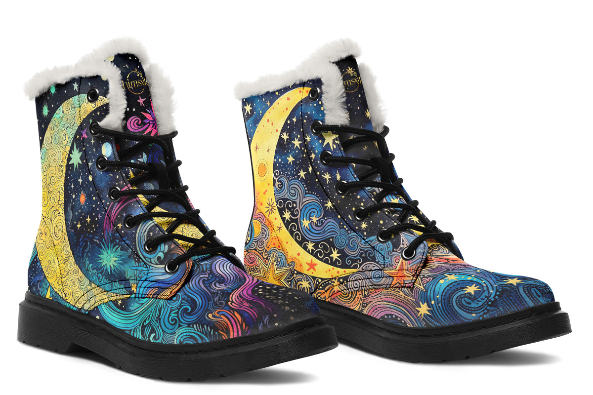 Celestial Moon Cozy Boots