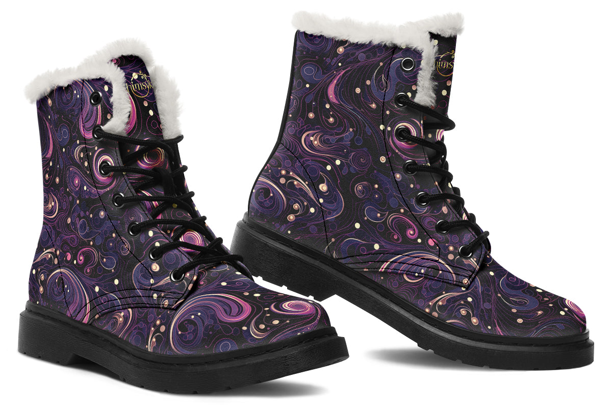 Purple Swirls Cozy Boots