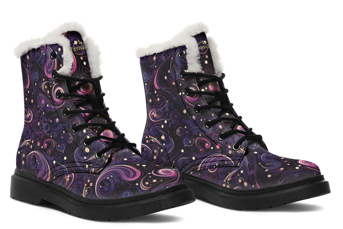 Purple Swirls Cozy Boots