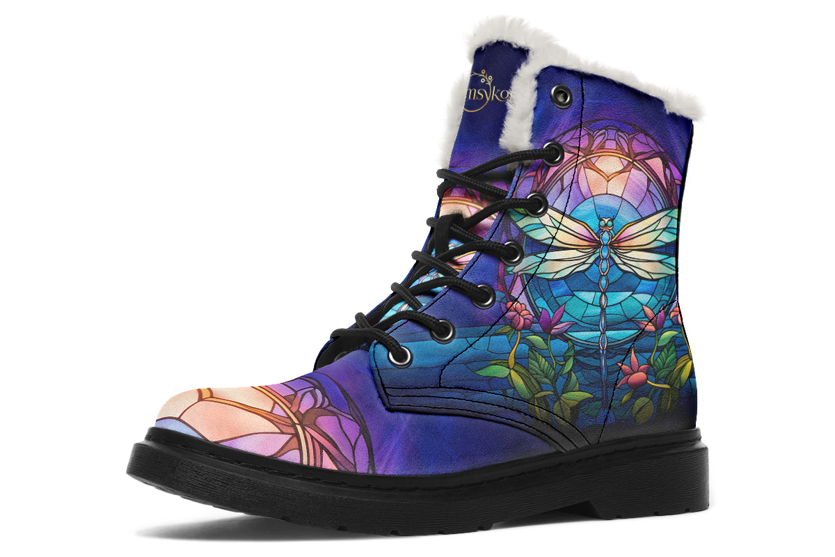 Stained Glass Dragonfly Cozy Boots