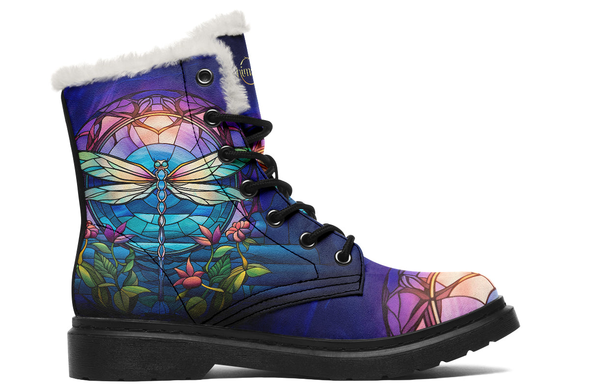 Stained Glass Dragonfly Cozy Boots