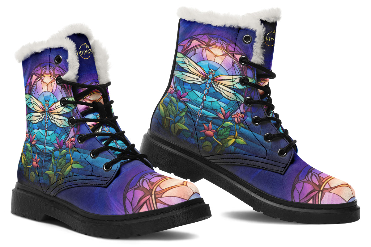 Stained Glass Dragonfly Cozy Boots