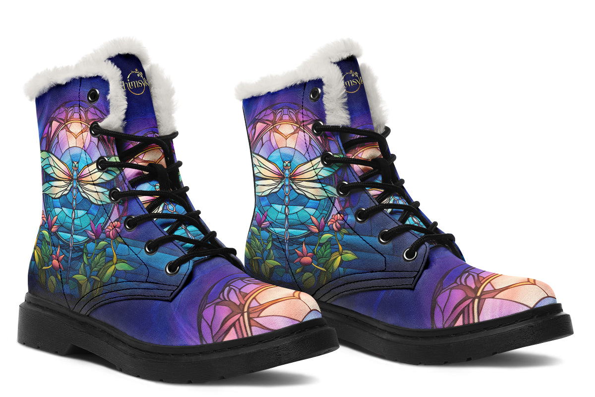 Stained Glass Dragonfly Cozy Boots