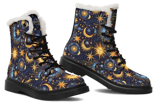 Sun Moon and Stars Cozy Boots