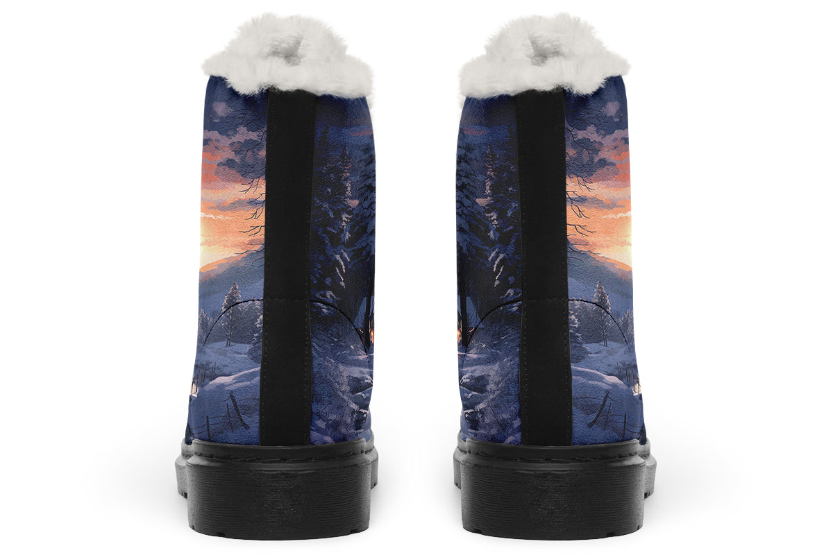 Winter Sunset Cozy Boots