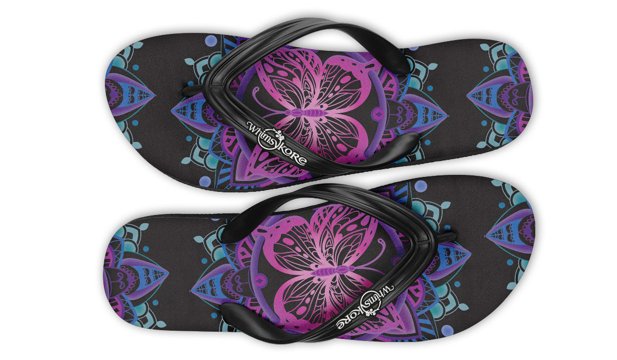 Butterfly Mandala Flip Flops