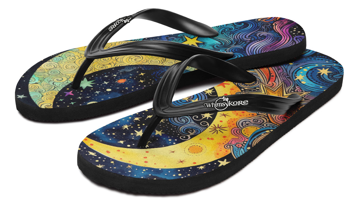 Celestial Moon Flip Flops