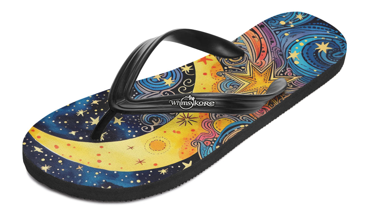 Celestial Moon Flip Flops