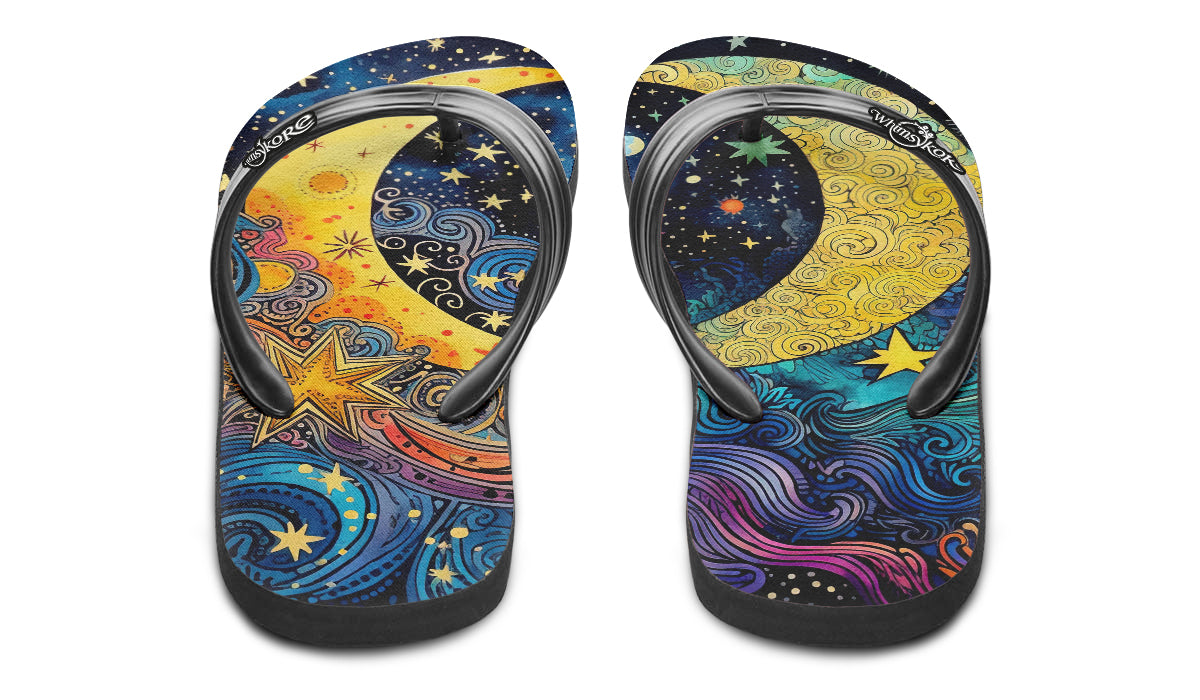 Celestial Moon Flip Flops