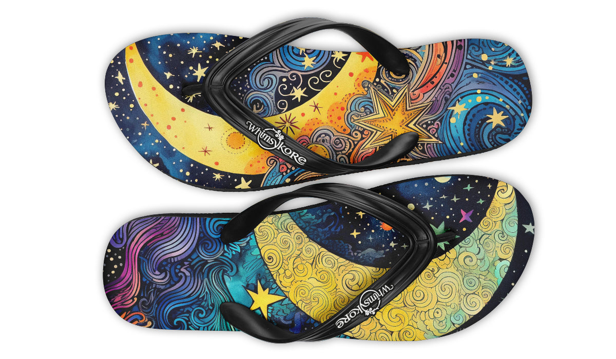 Celestial Moon Flip Flops