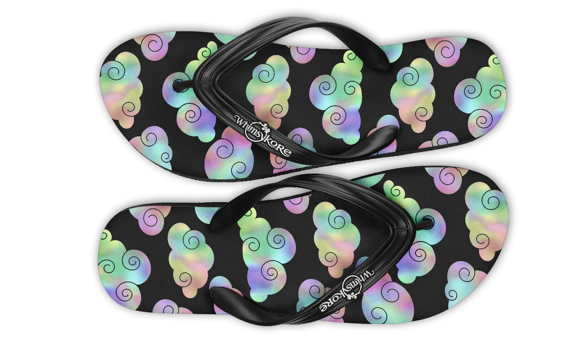 Iridescent Clouds Flip Flops