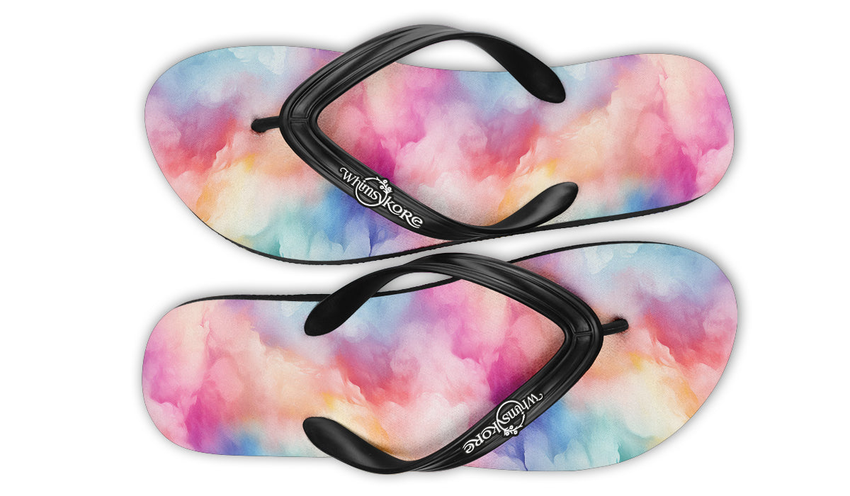 Rainbow Clouds Flip Flops