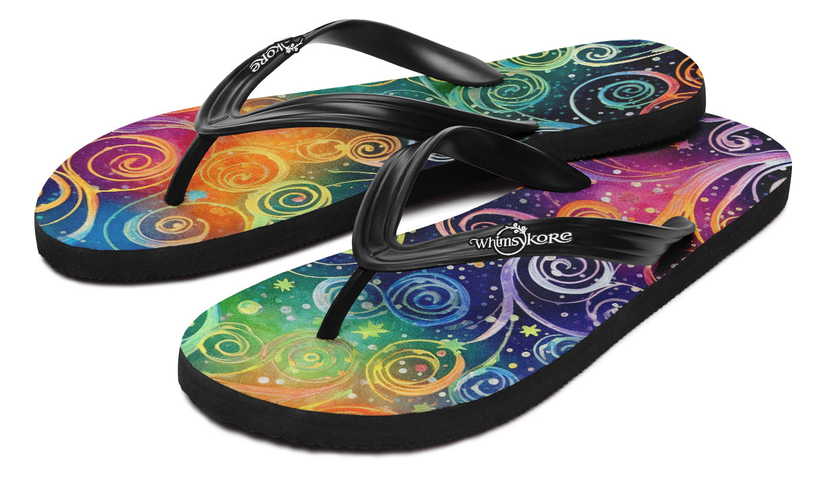 Rainbow Night Flip Flops