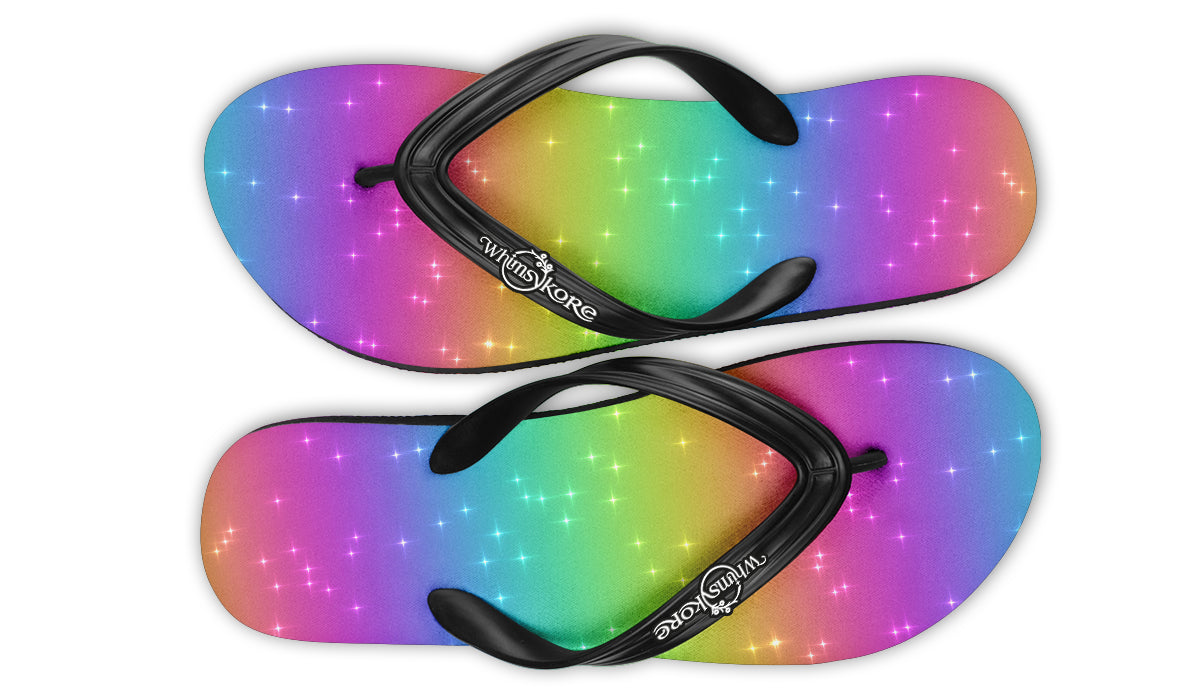 Rainbow Sparkles Flip Flops